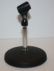 Desktop Tabletop Cast Iron Microphone Stand 6″ Wide Base w/Mic Clip