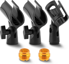 3 pcs Universal Microphone Clip Holder, Adjustable Mic Holder for Stand with 2 p