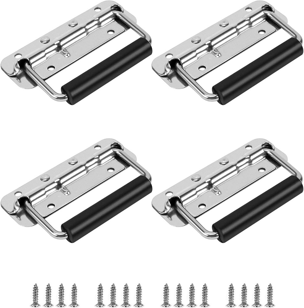 Case Handles, 4 Pack 122Mm 304 Stainless Steel Spring Loaded Handle with Rubber