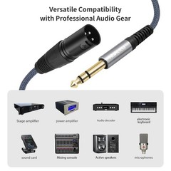 2 Pack 1/4 TRS to 3Pin XLR Male Auido Cable,6.35mm TRS to XLR Male Braid Quar…