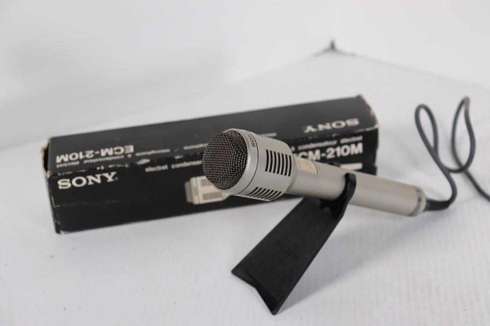 Sony ECM-210M Electret Condenser Microphone Vintage Japan w/ Box Stand d4