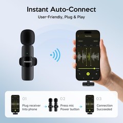 Wireless Mini Microphone for iPhone/Android:Lapel Microphone for Video Record…