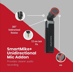 SabineTek Unidirectional Mic Addon 360° Rotating Noise Cancelling Lav Mic