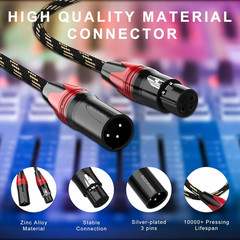 6-Pack 25ft Braided XLR Microphone Cables Male to Female Color-Coded Audio Cable