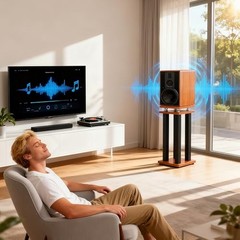 Pair of Heavy Duty Sound Stands,Universal Speaker Stands for 21 inch Walnut