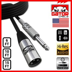 XLR 3-Pin Male to 1/4″ Plug TS Microphone Mono Cable Unbalanced Shielded Audio