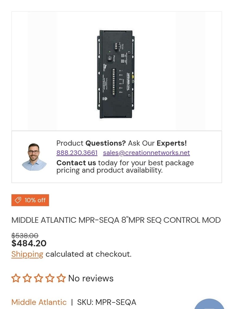 Middle Atlantic MPR-SEQA 8″MPR SEQ CONTROL MOD