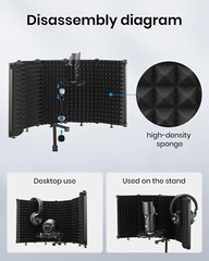 Microphone Isolation Shield – Foldable & Adjustable Sound Insulation