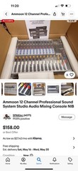 Ammoon 12 Channel Prof Sound System Studio Audio Mixing Console NEW IN OPEN BOX