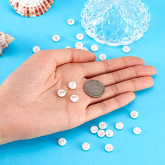 24pcs 12 Constellation Shell Beads 8mm Natural Freshwater Shell Zodiac Sign Flat