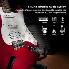 Rechargeable Wireless Guitar Transmitter & Receiver – 24-bit Clear Audio Black