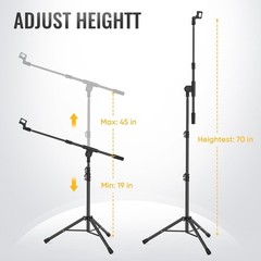 Microphone Stand for Light Microphone less than 1 LB – Tripod Boom Arm Mic St…