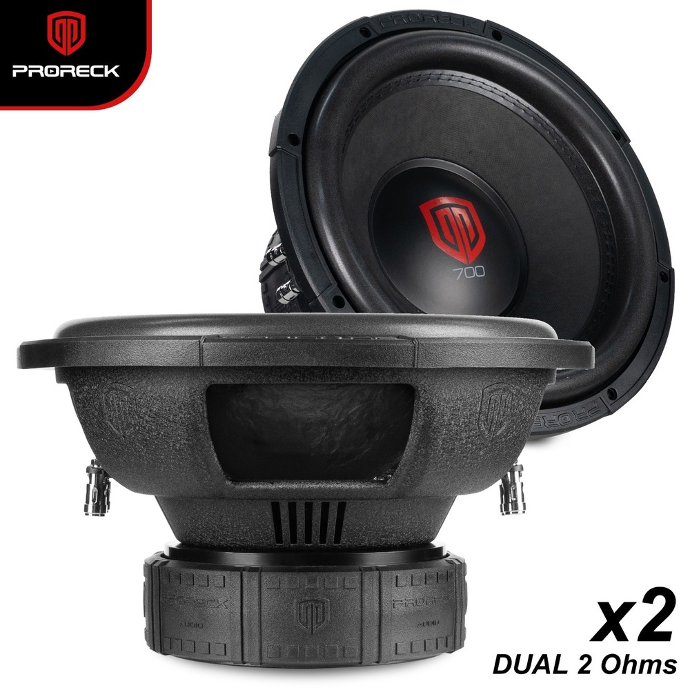 PRORECK 8″ Powered Car Subs Pair 1800W Dual 2 Ohm Loud Audio Competition Sound