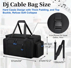 Large Dj Cable Bag with Laptop and Microphone Pocket, Dj Bag for Equipment