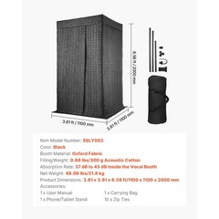 6.56 ft Portable Vocal Booth Recording Sound Booth Studio for Echo-Free Vocals