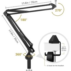 Condenser Microphone 192kHz/24Bit USB Cardioid Computer Mic Set for Studio