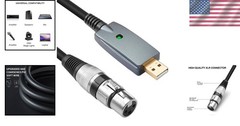 Durable 20ft USB Microphone Cable with LED Indicator – XLR Female Connection