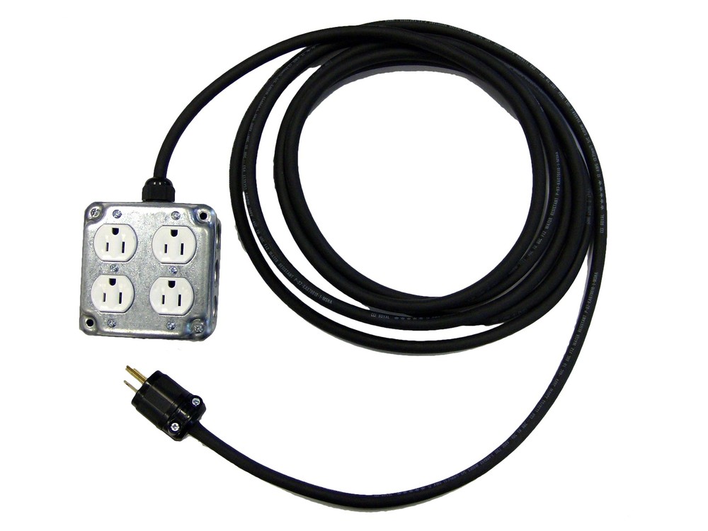 CBI 3ft Metal Quad Drop Box Power Cable 4 outlet box