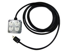 CBI 3ft Metal Quad Drop Box Power Cable 4 outlet box
