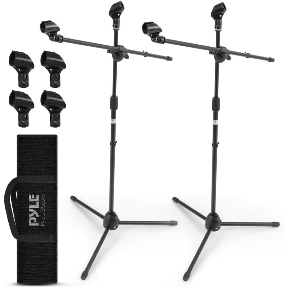 Universal Adjustable Tripod Microphone Stand – Pair of Heavy Duty Lightweight