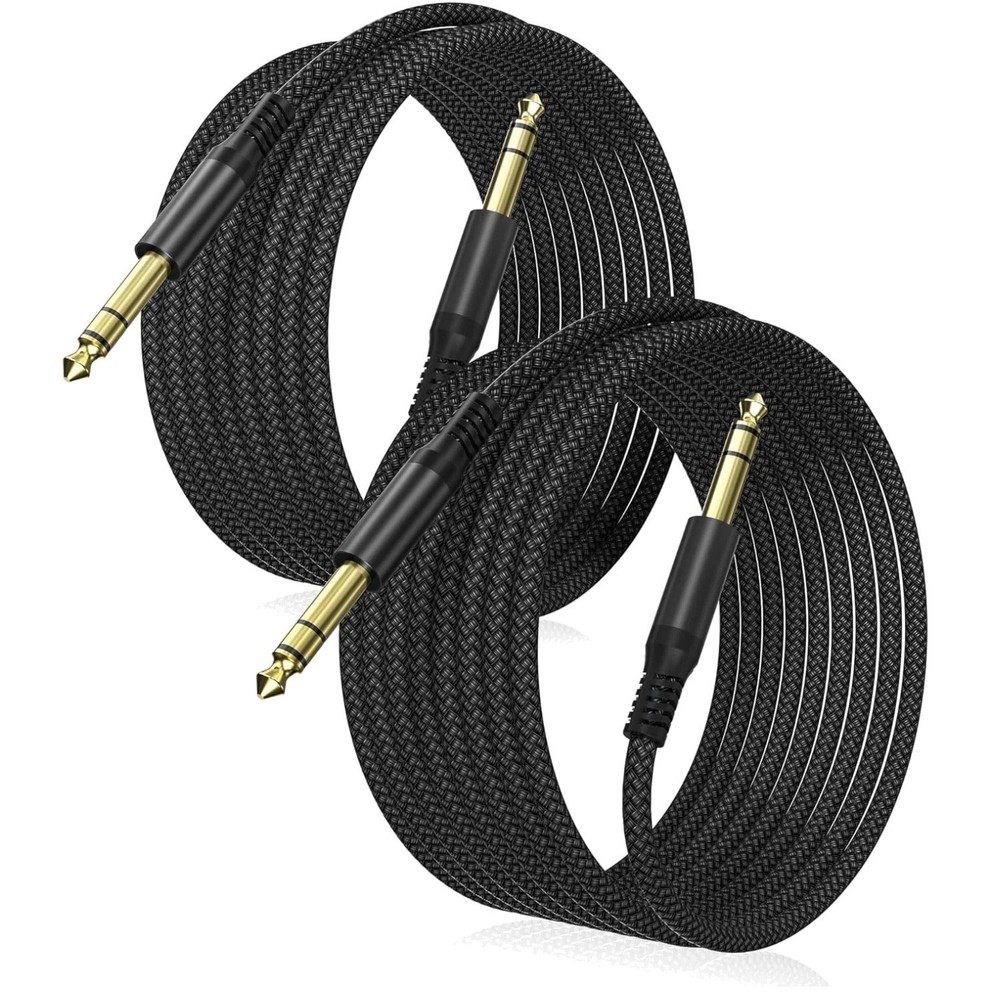 Durable 1/4 Inch TRS Cable 30ft 2-Pack with Nylon Braiding