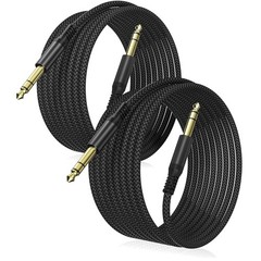 Durable 1/4 Inch TRS Cable 30ft 2-Pack with Nylon Braiding