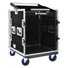 PRORECK PR-12U 12U 20″ Slant Mixer Rack Case Plywood Road Case w/ Casters