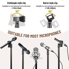 Dual-use Tripod Microphone Stand Boom Arm Floor Mic Black Easy Adjust Version