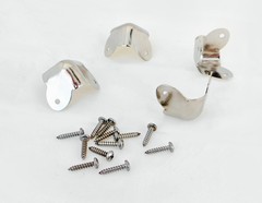 (4 PACK) RELIABLE HARDWARE RH-1510 Steel 3-Leg Cabinet Corners – Nickel Finish