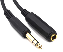 Devinal 6.35Mm 1/4″ Inch TRS Plug Male to 1/4 Female Headphone Guitar Extension