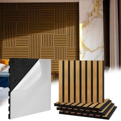 8 Pcs 3D Wood Wall Panels Peel and Stick Self Adhesive Wood Slat Brown