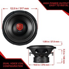 PRORECK 412 12″ 1200W Car Subwoofer Dual 2 Ohm Bass Speaker Single