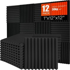 Soundproofing Acoustic Foam Panels – 12 Pack – 1″ X 12″ X 12″ – Fire Resistant