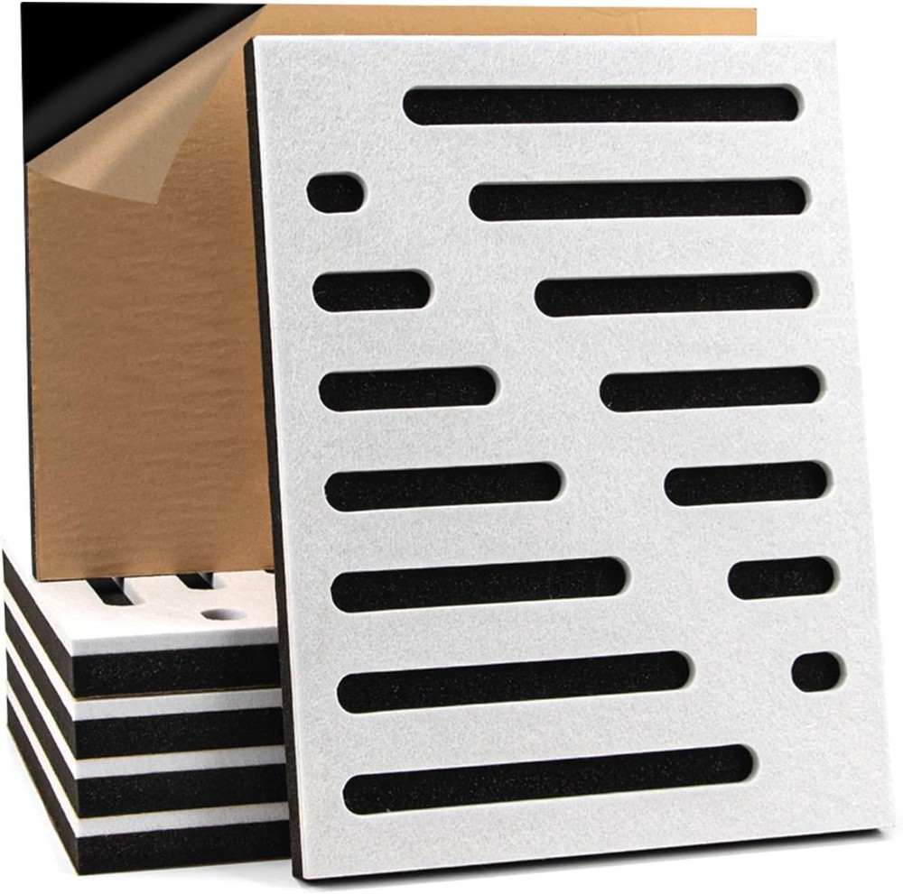 6-Pack Self-Adhesive Soundproof Acoustic Panels for Wall, 16 X 12 Inch Stripe De