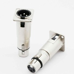 4 x 3 Pin XLR Male to Female Audio Pass Thru Feed Panel Mount Connector Adapter