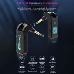 2.4G Wireless Guitar System Rechargeable Guitar Transmitter Receiver 48K/16bit R