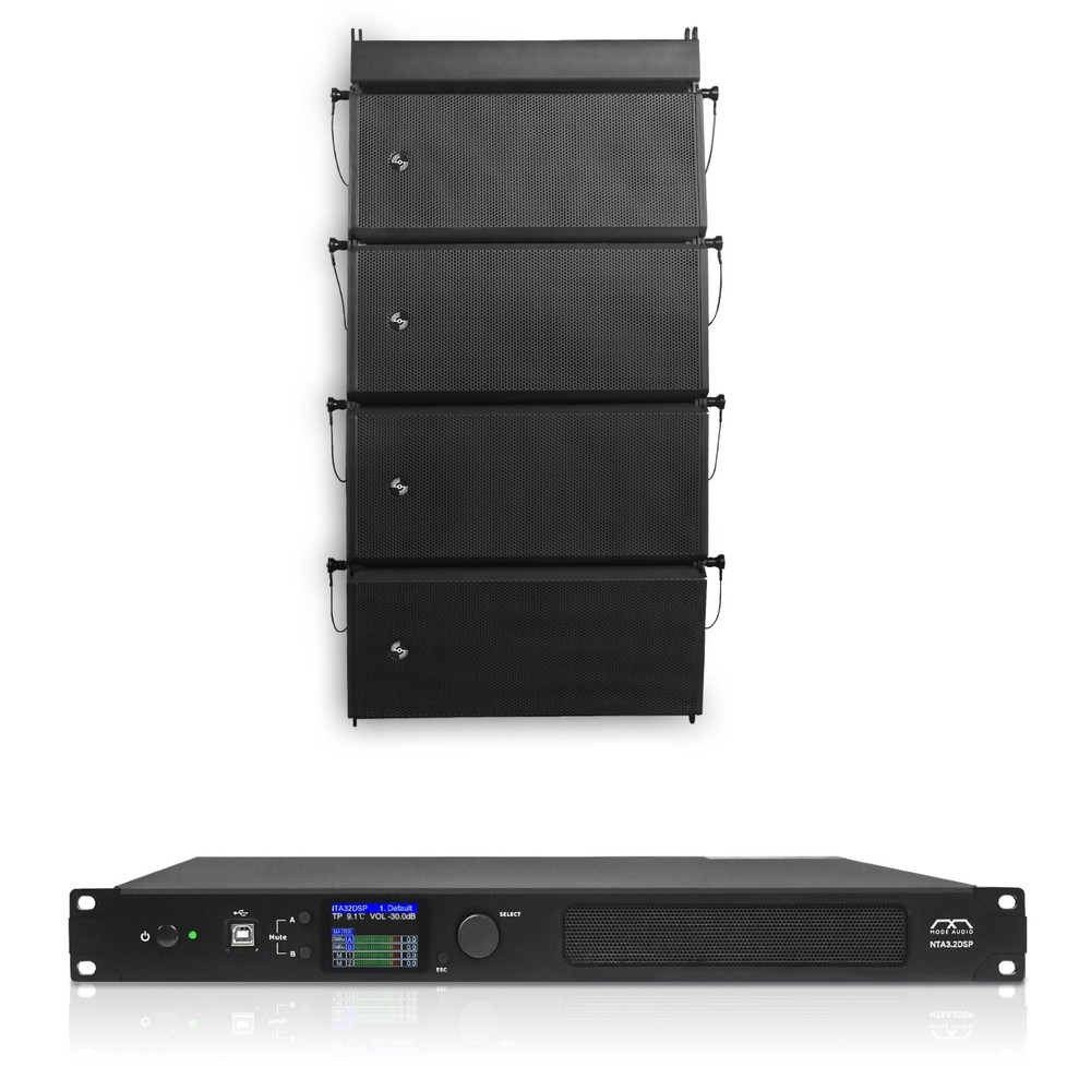 ZETHUS Line Array Set 4 x Dual 6.5“ Speakers + 1 Amp + 1 Frame (ZSV26X4NTA32)