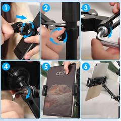 Mic Stand Tablet Holder Mount for 4.7–12.9″ iPad iPhone Aluminum Adjustable