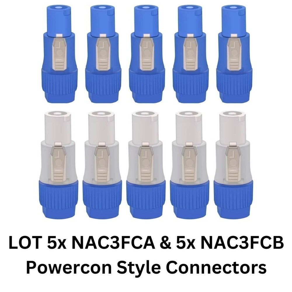 USA 10Pcs PowerCON 20A AC NAC3FCA+NAC3MPA-1 Chassis Plug Panel Adapter Connector