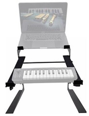 Rockville Dual Shelf Laptop+Controller Stand for Korg microKEY Air-25 Keyboard