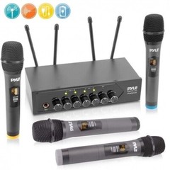 Pyle PDWM4120 Portable Battery Operated Four Bluetooth Cordless Microphone Set
