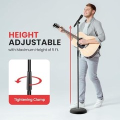 Microphone Stand – Universal Mic Mount with Heavy Compact Base, Height