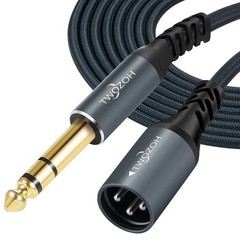 XLR Male to 1/4 TRS Stereo Audio Cable 15FT 2 Pack, Braided Jack 6.35mm to XLR M