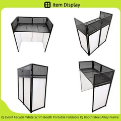 DJ Event Facade White Scrim Booth Portable Foldable DJ Booth Steel Alloy Frame
