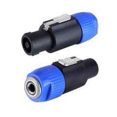 2-Pack Speakon to 1/4″ Connector Adapter – Male to Female Jack for PA DJ Mixer