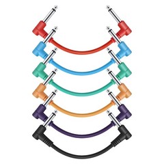 Donner 6 Inch Guitar Patch Colored Cable 6-Pack, TS 1/4″ 6 inch, Multicolored