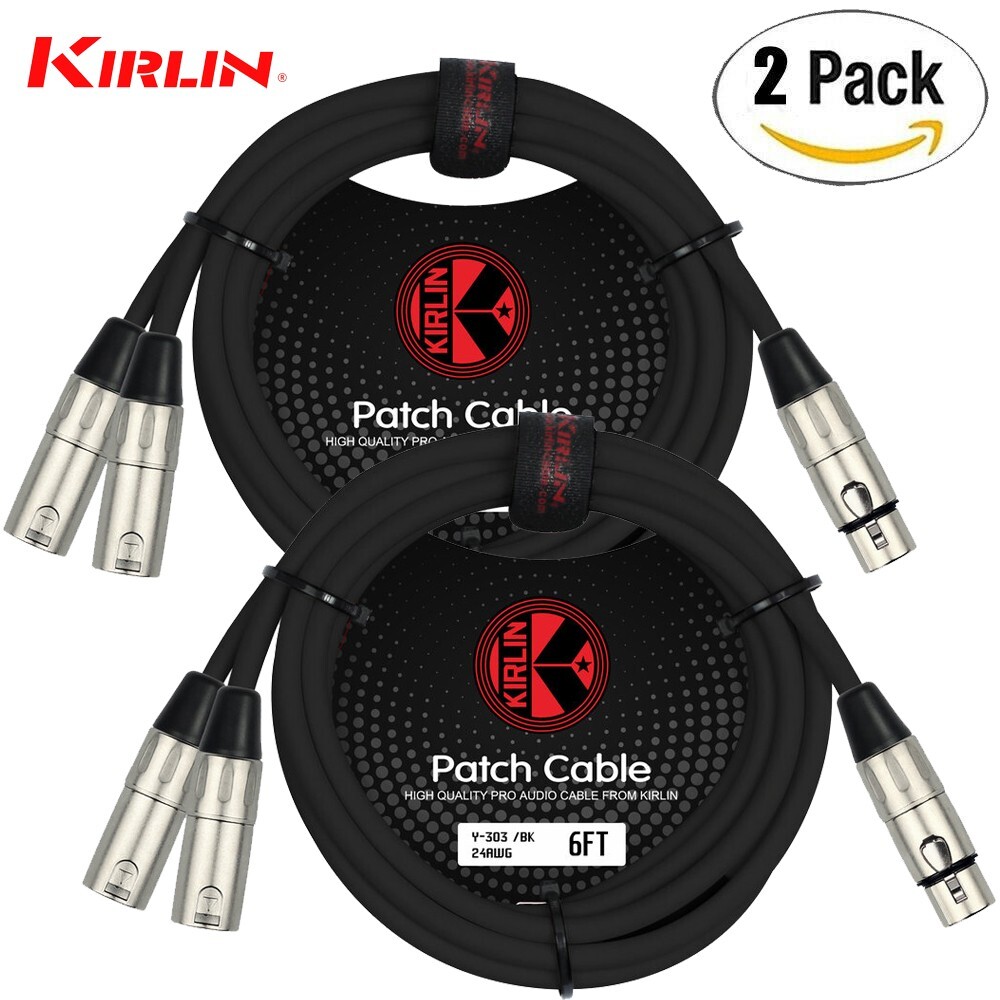 2-PACK Kirlin 6FT Splitter Y-Cable 3-Pin XLR Female to Dual XLR Male Y-303-06