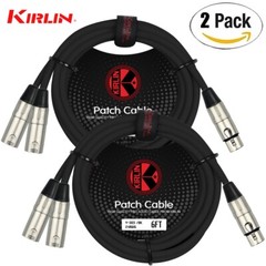 2-PACK Kirlin 6FT Splitter Y-Cable 3-Pin XLR Female to Dual XLR Male Y-303-06