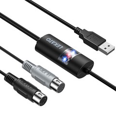 New USB IN-OUT MIDI Interface Cable Converter to PC Music Keyboard Adapter Cord