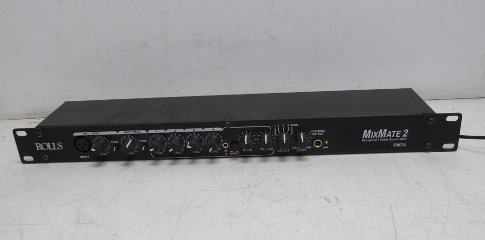 Rolls MixMate 2 RM74 Microphone / Stereo Source Mixer w/Rack Mounts Ears-NO PSU